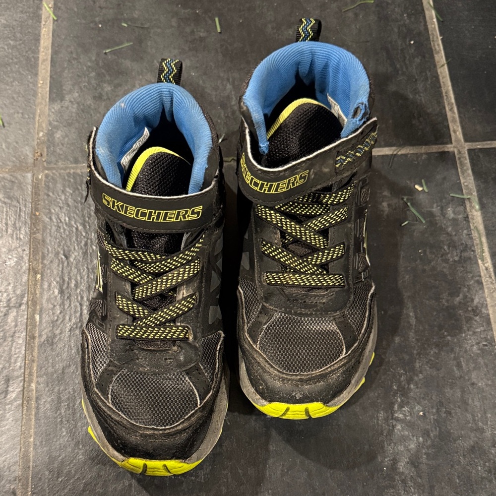 Skechers Kids Black and Neon Sneakers